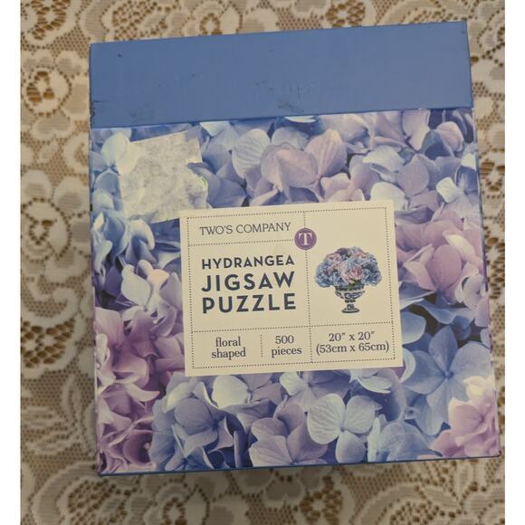 Two's Company Blue Hydrangea Puzzle, 500 Pieces, Spring, Floral - Picture 2 of 5